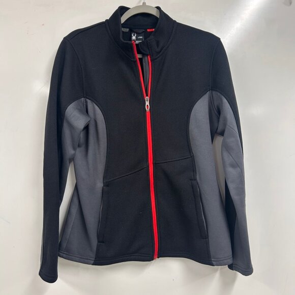 Spyder Jackets & Blazers - 0403 Spyder Women’s Constant Full-Zip Fleece Jacket-Black/Gray/Red Softshell